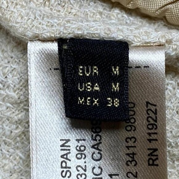 Massimo Dutti Open Front Cardigan Women's Medium Cream Beige Sweater Belted GUC - Picture 12 of 14